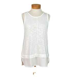 J. Crew Factory Ivory Knit Tunic Tank With Crepe Trim &  Keyhole Back Small
